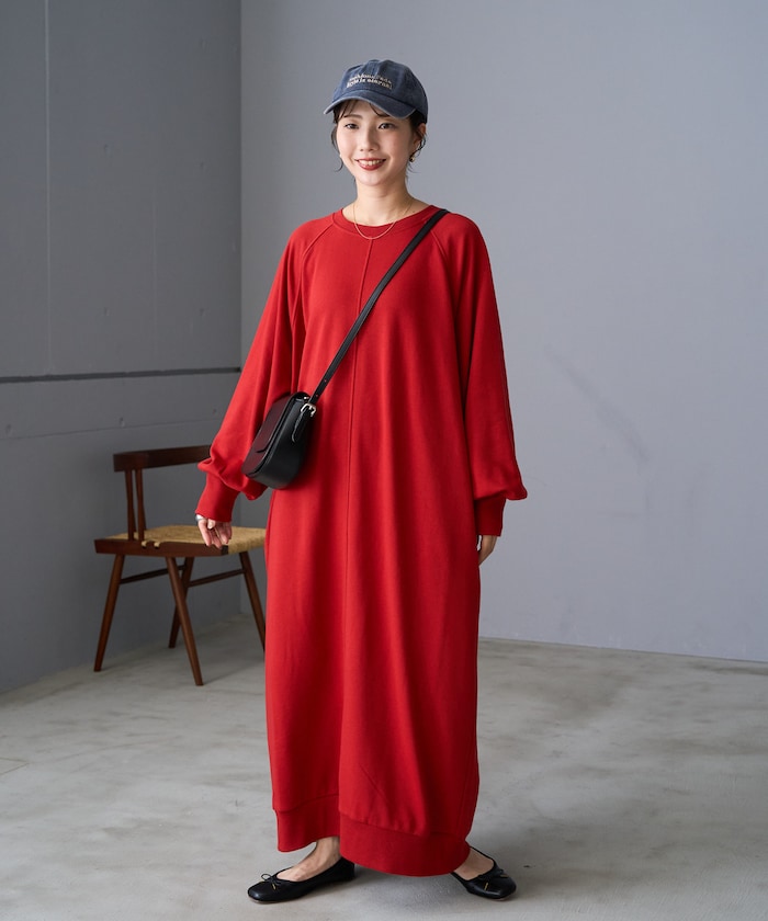 抓毛絨寬鬆長版洋裝