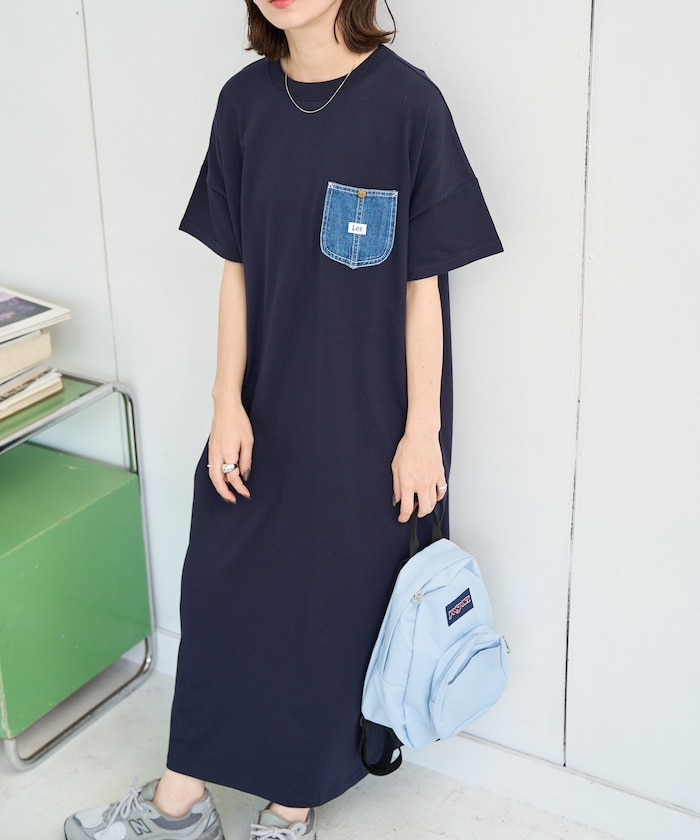 別注 デニムポケット 半袖 ワンピース(Tシャツワンピース)【限定展開】