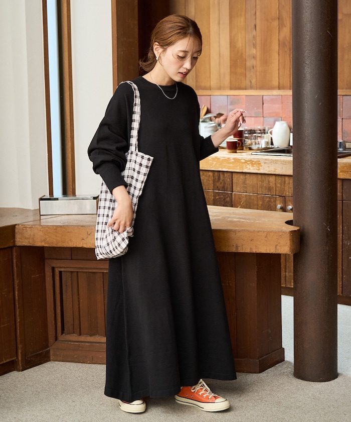 【FREAK'S STORE】 フレア マキシ カラー ニット ワンピース【限定展開】 female 【FREAK'S STORE】 フレア マキシ カラー ニット ワンピース【限定展開】 female