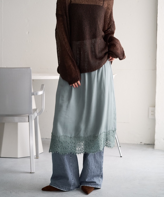 インド レーヨン シャンタン レース スカート【限定展開】