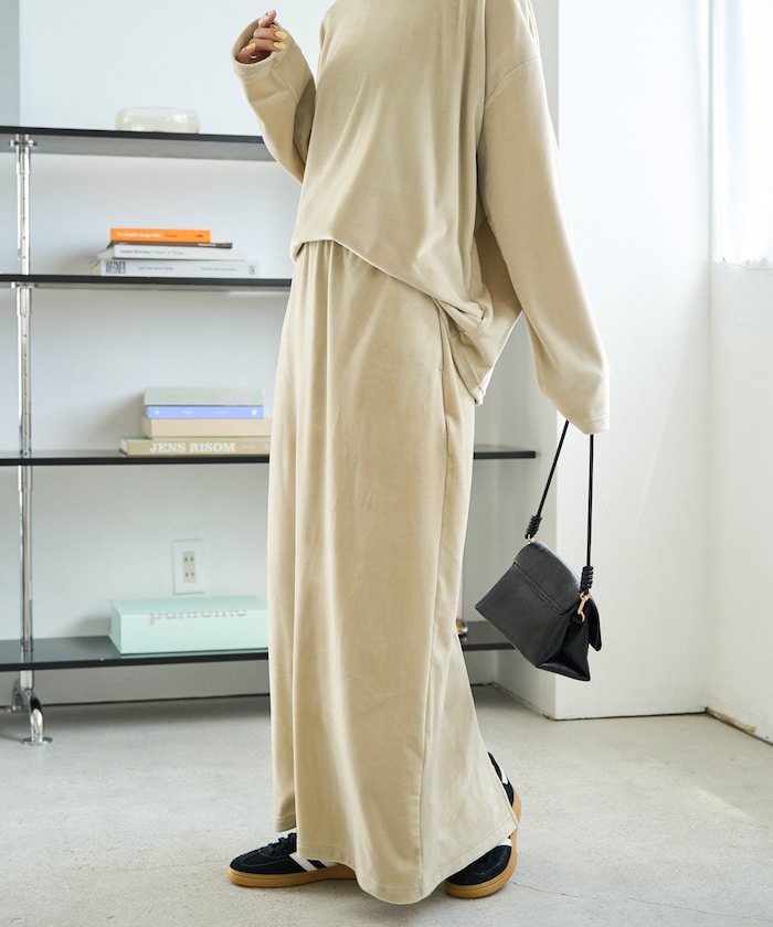 マット ベロア スリット スカート【限定展開】