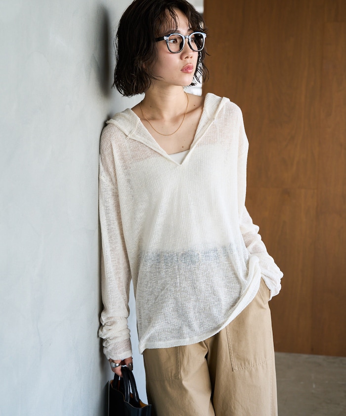 シアーワッフルフードロンTEE【限定展開】