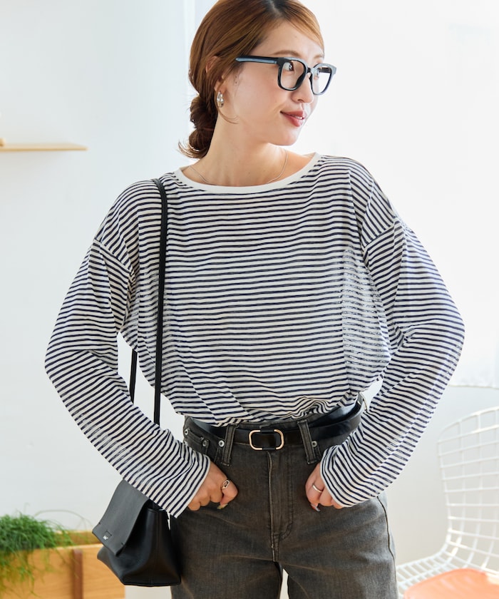 シアー ボーダー ロング スリーブ Tシャツ【限定展開】