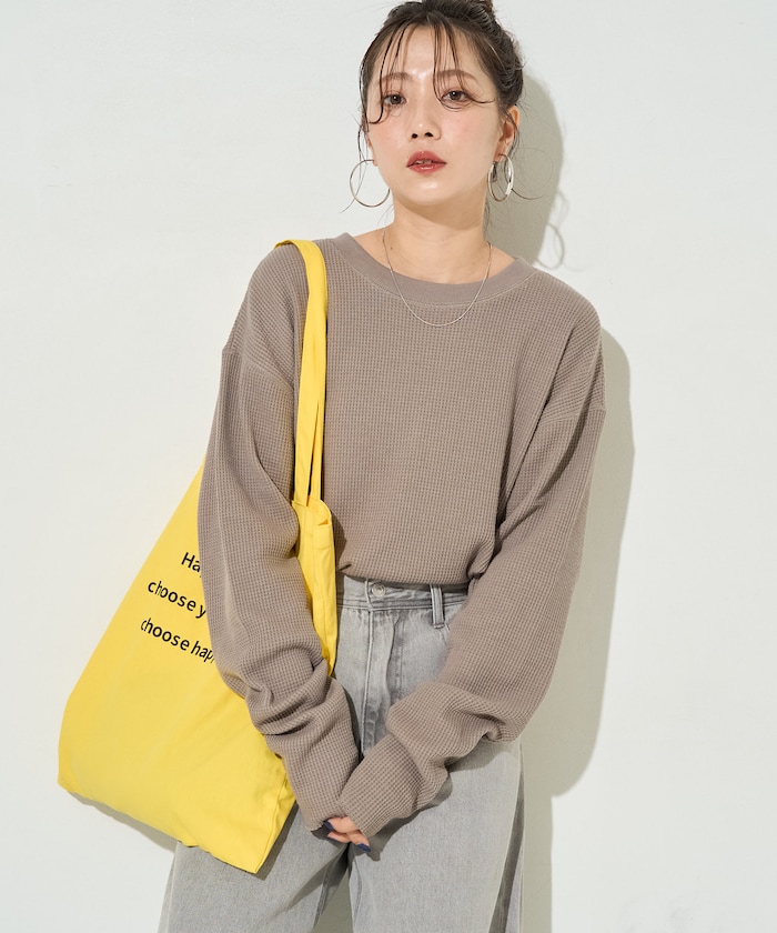 ワッフル クルーネック チュニック プルオーバー【限定展開】