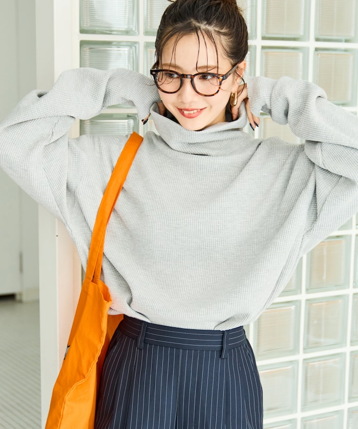 【FREAK'S STORE】 ワッフル タートルネック チュニック プルオーバー【限定展開】 female 【FREAK'S STORE】 ワッフル タートルネック チュニック プルオーバー【限定展開】 female