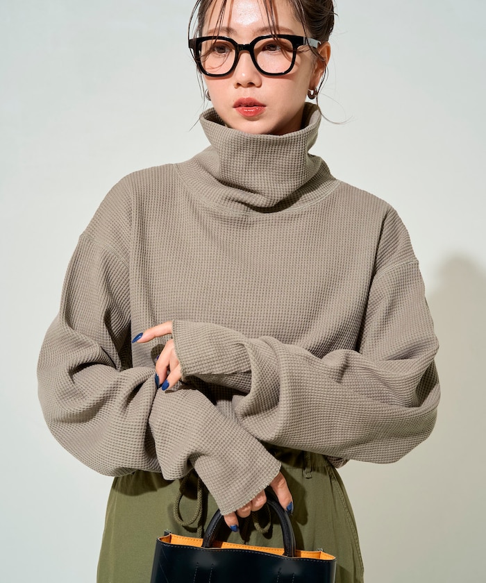 ワッフル タートルネック チュニック プルオーバー【限定展開】