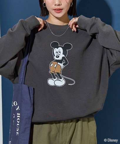 別注/Mickey Mouse/ミッキーマウス/前後 プリン トvintage 加工 スウェット【限定展開】