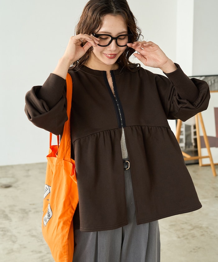 ホック あき ペプラム 2way 裏毛 プルオーバー【限定展開】