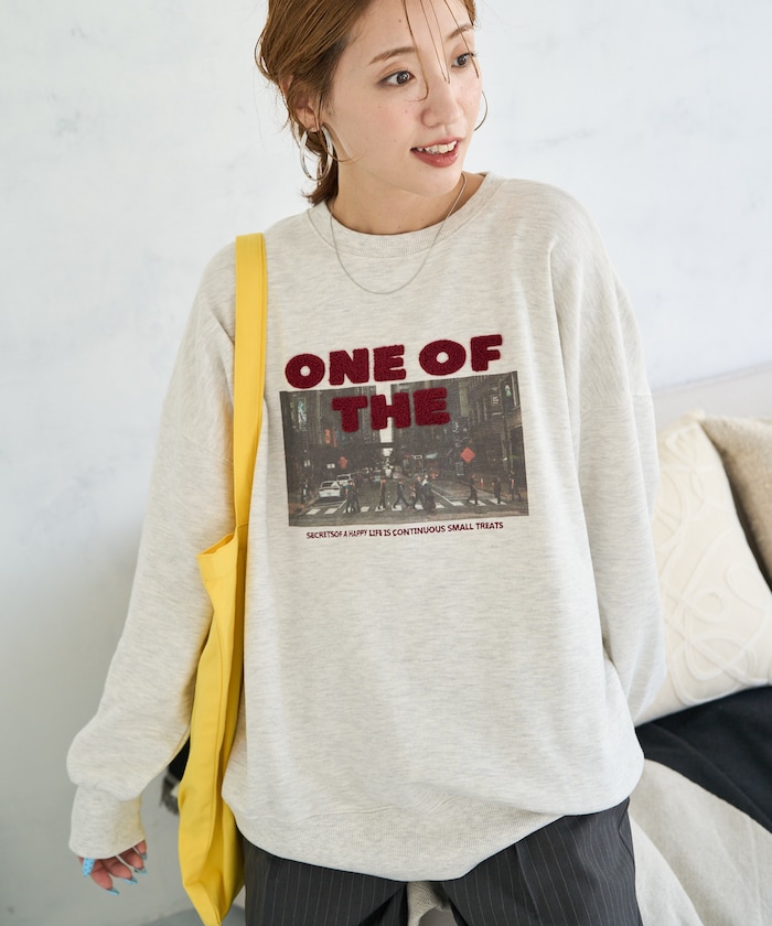 フォトプリント × サガラ刺繍 裏毛 スウェットプルオーバー【限定展開】