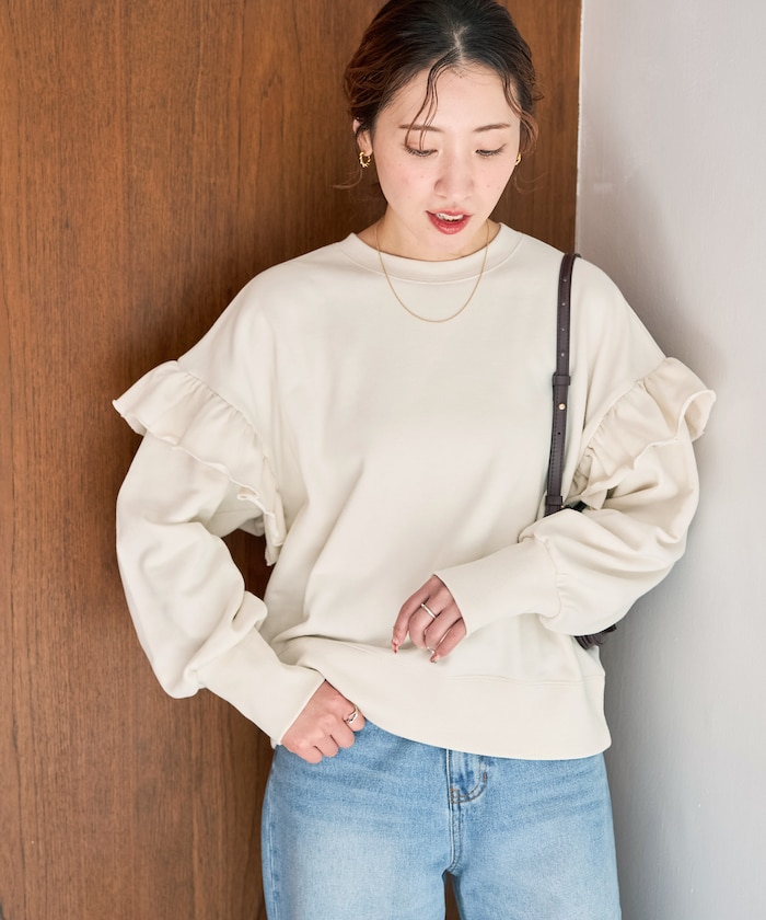 フリル ショルダー 裏毛 プルオーバー(スウェット)【限定展開】