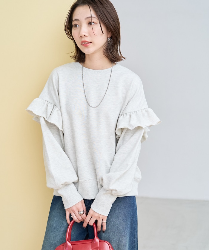 フリル ショルダー 裏毛 プルオーバー(スウェット)【限定展開】