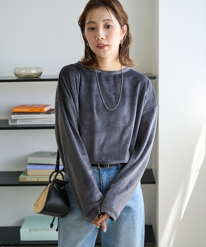 マット ベロア オーバー ロングスリーブ トップス【限定展開】