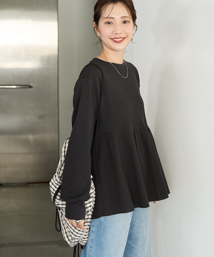 ワッフル 切り替え トップス【限定展開】