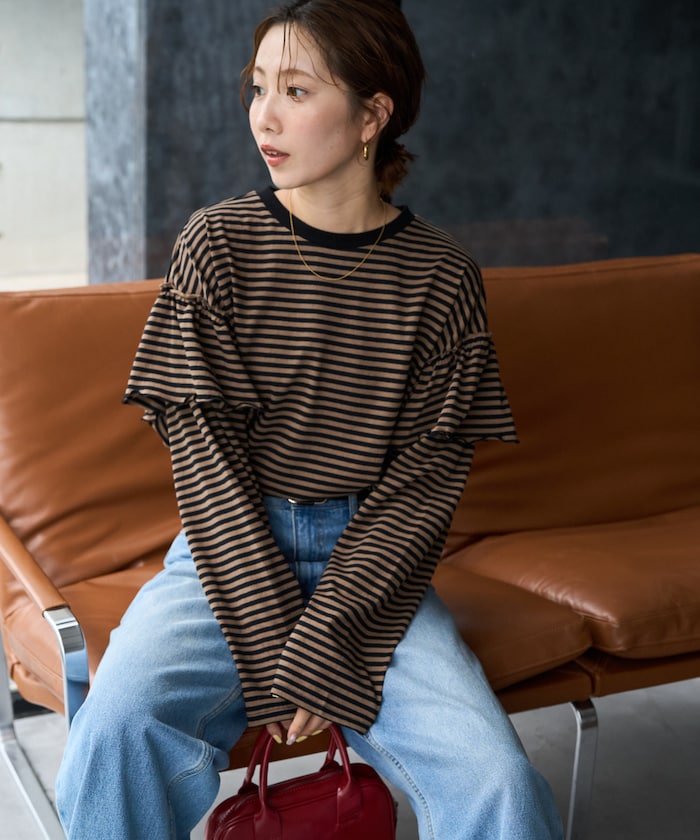 フリル 袖 ボリューム ロングスリーブ トップス【限定展開】