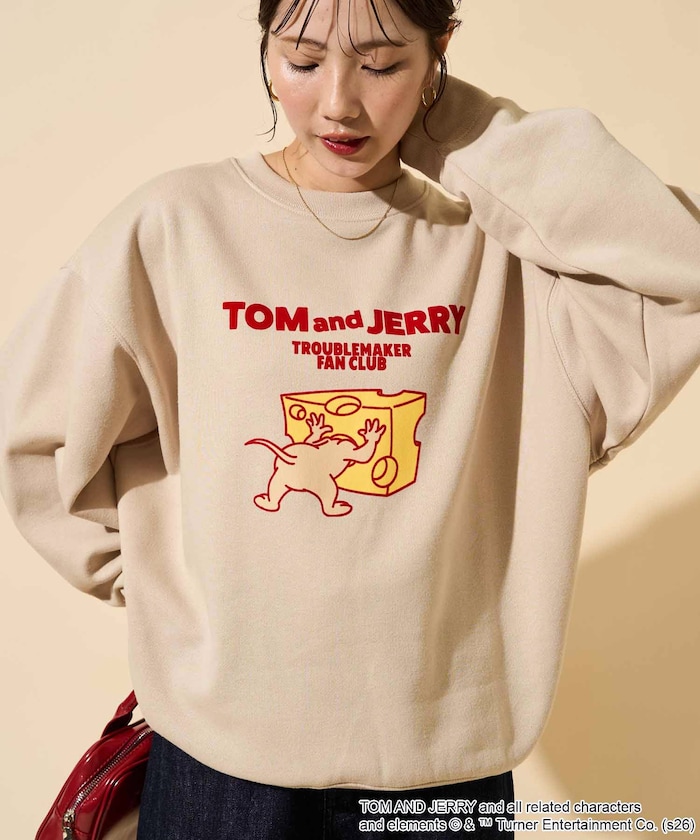 TOM AND JERRY/トムとジェリー アソート フロッキー プリント スウェット【限定展開】