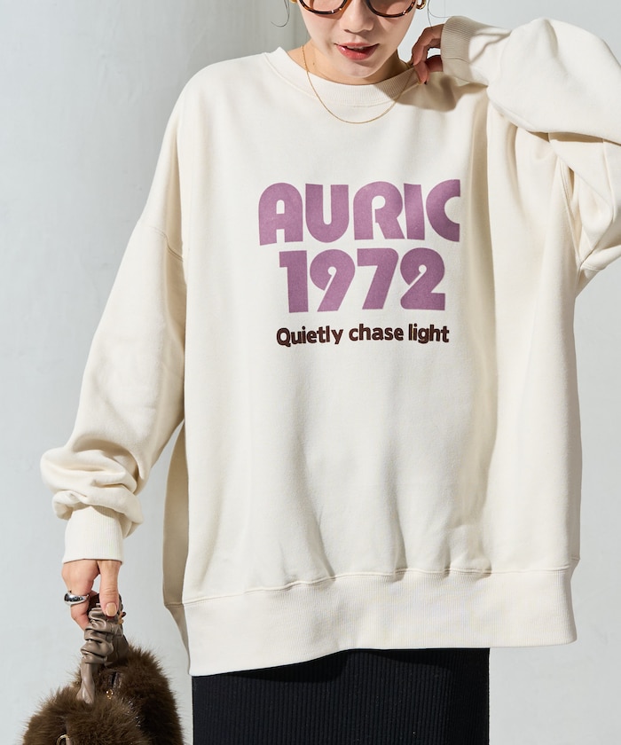 AURIC 植絨印花刷毛大學T