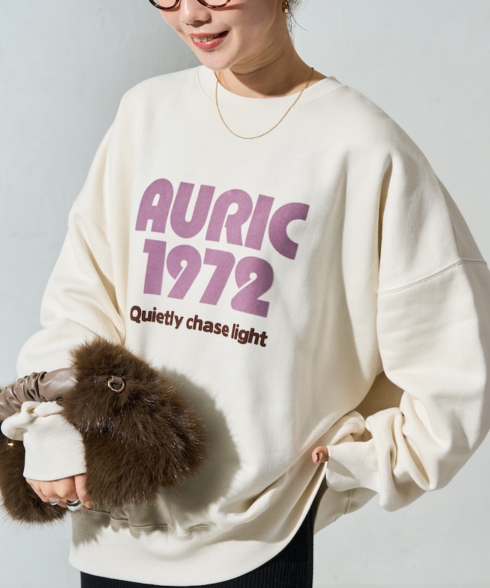 AURIC 植絨印花刷毛大學T