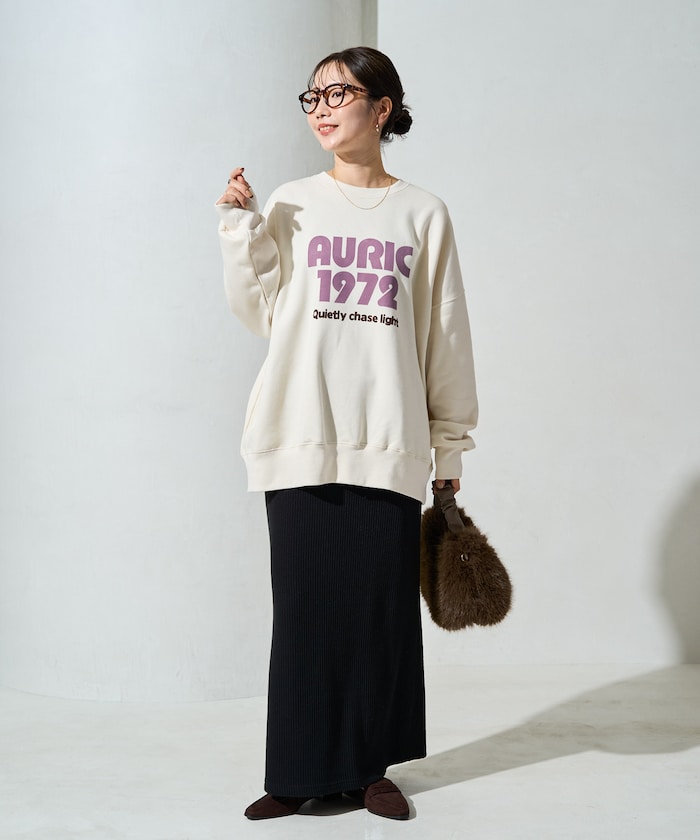 AURIC 植絨印花刷毛大學T