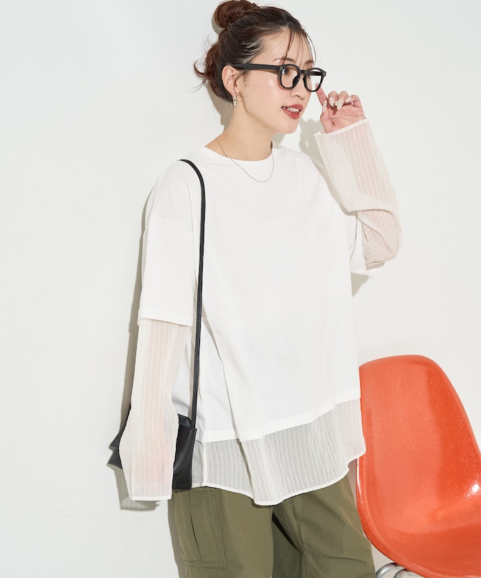 シアーストライプレイヤードプルオーバー【限定展開】