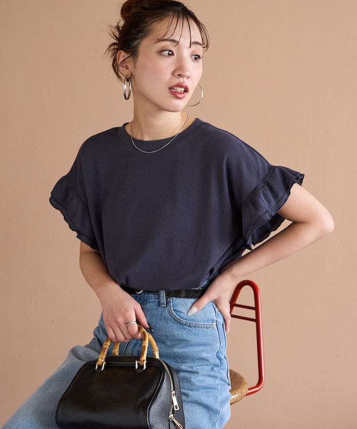 ライト ワッフル フリル 袖 トップス【限定展開】