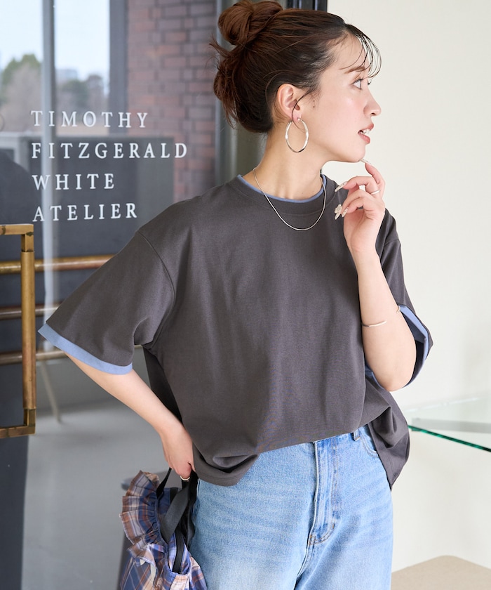 裏配色スリーブ半袖Tシャツ【限定展開】