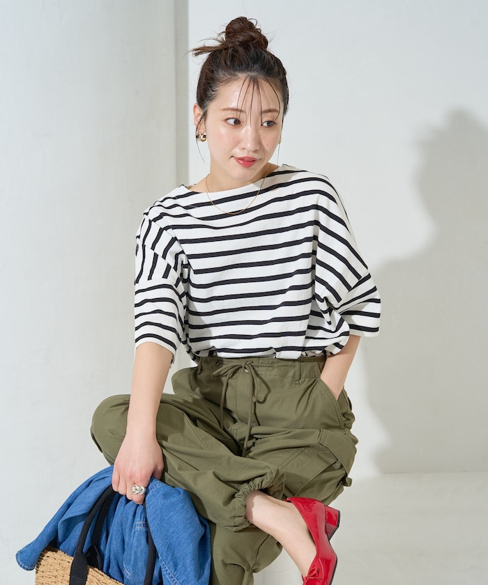 ボートネック バスク ボーダー 半袖 Tシャツ【限定展開】