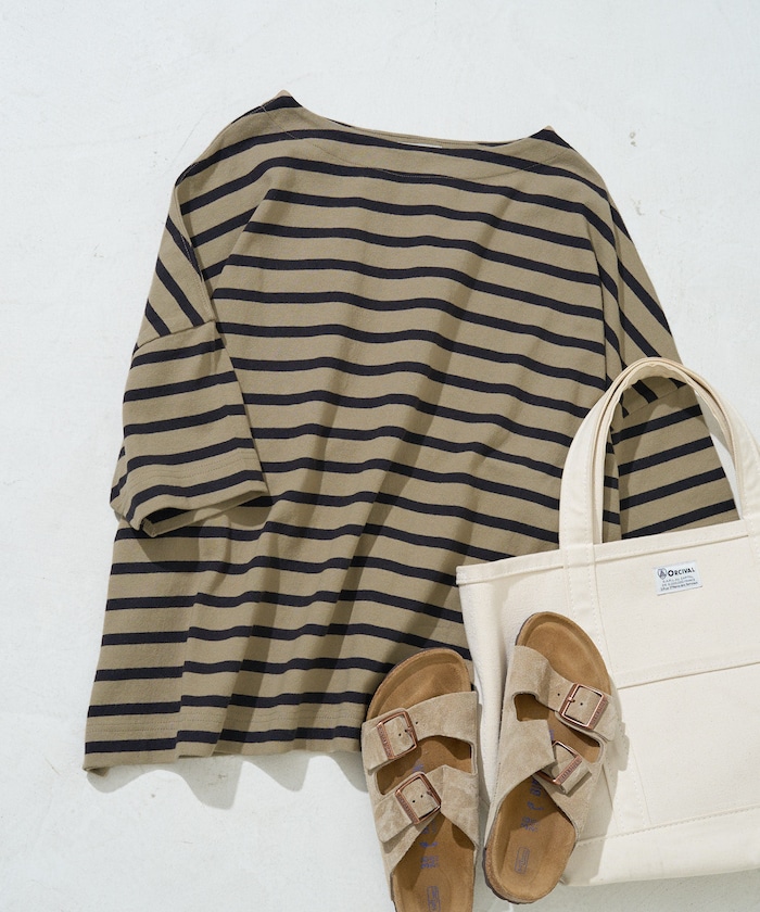 ボートネック バスク ボーダー 半袖 Tシャツ【限定展開】