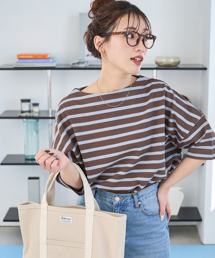 ボートネック バスク ボーダー 半袖 Tシャツ【限定展開】