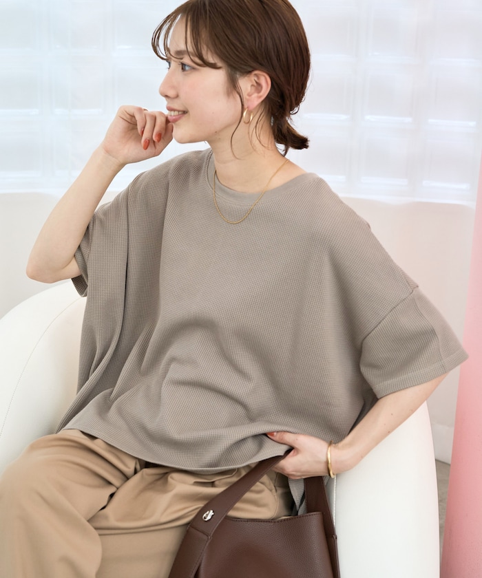 ミニ ワッフル ショート ラウンド 半袖 Tシャツ【限定展開】