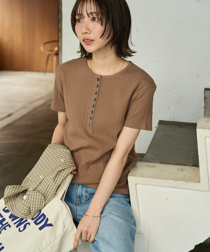 パターン メッシュ ヘンリー 半袖 Tシャツ【限定展開】