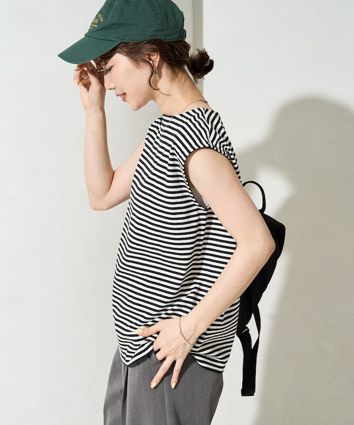 ボーダー ノースリーブ Tシャツ【限定展開】