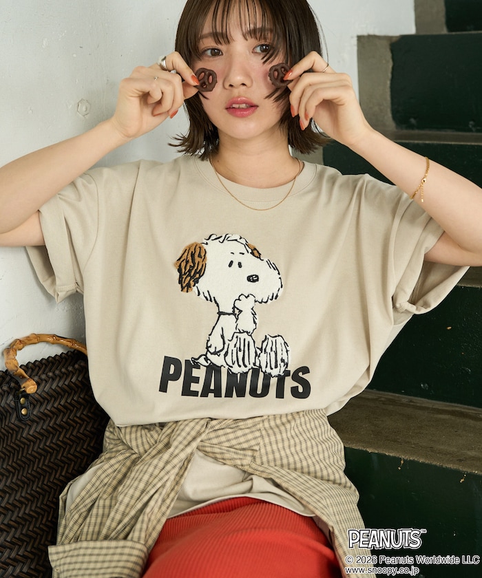 別注/PEANUTS/ピーナッツ サガラ刺繍半袖Tシャツ【限定展開】