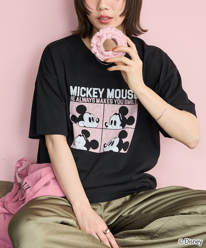 別注/Mickey Mouse/ミッキーマウス/4box半袖プリントTシャツ【限定展開】