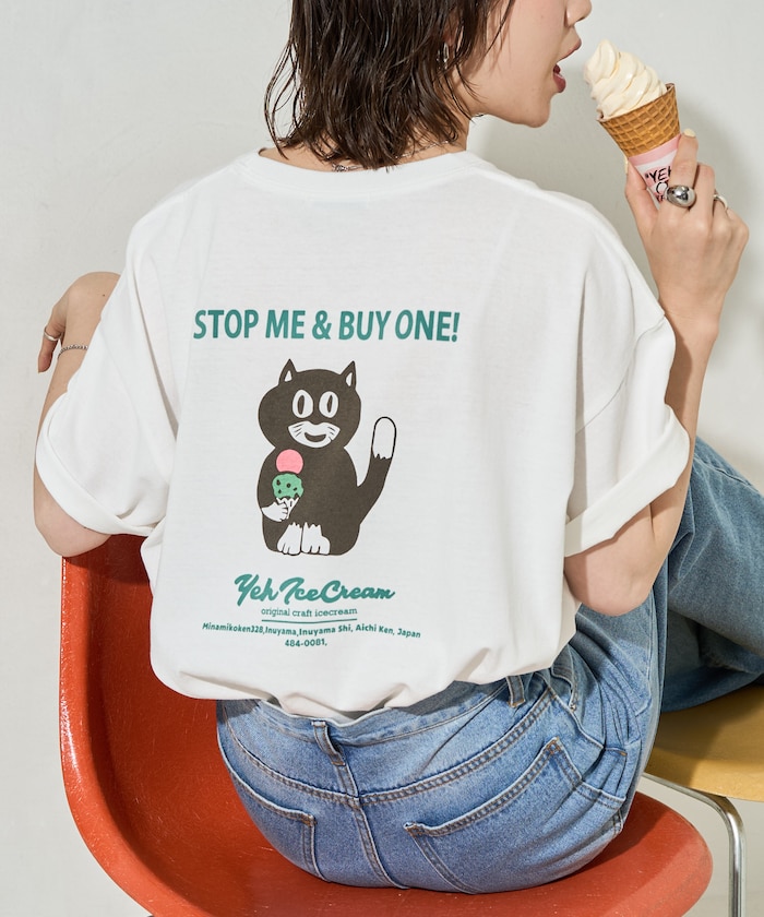 別注 YEH! キャット プリント 半袖 Tシャツ【限定展開】