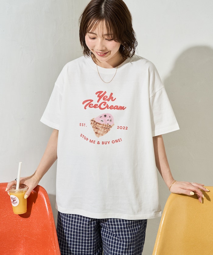 別注 YEH! ice cream プリント 半袖 Tシャツ【限定展開】