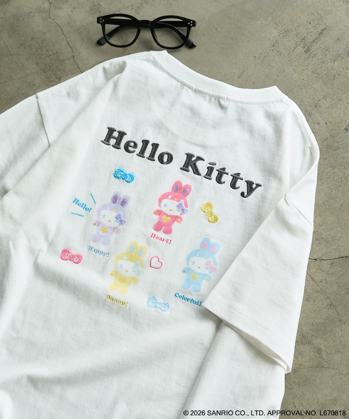 別注/うさぎ姿のHELLO KITTY/バックプリント 半袖 Tシャツ【限定展開】