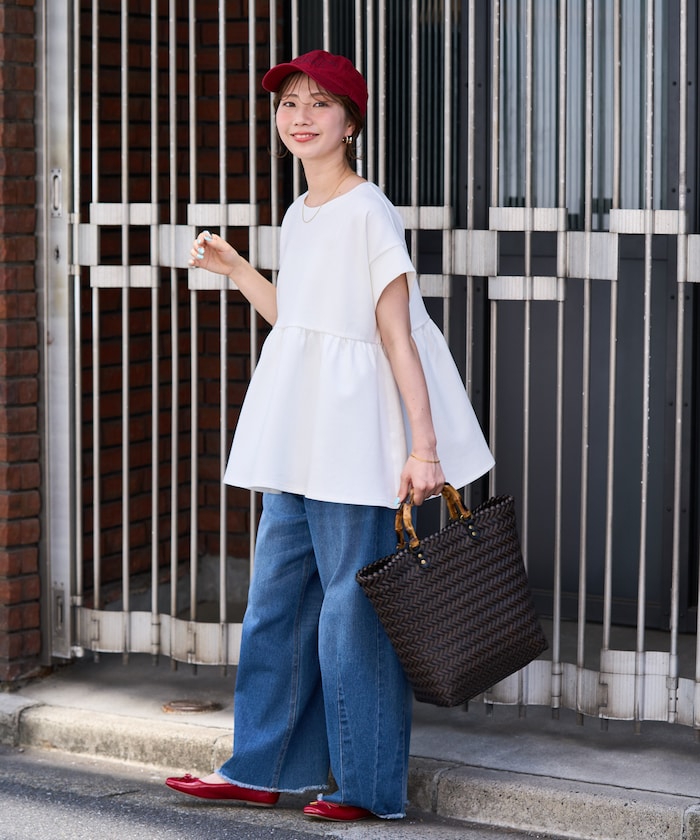 <接触冷感>クールタッチ ポンチ ペプラム トップス【限定展開】