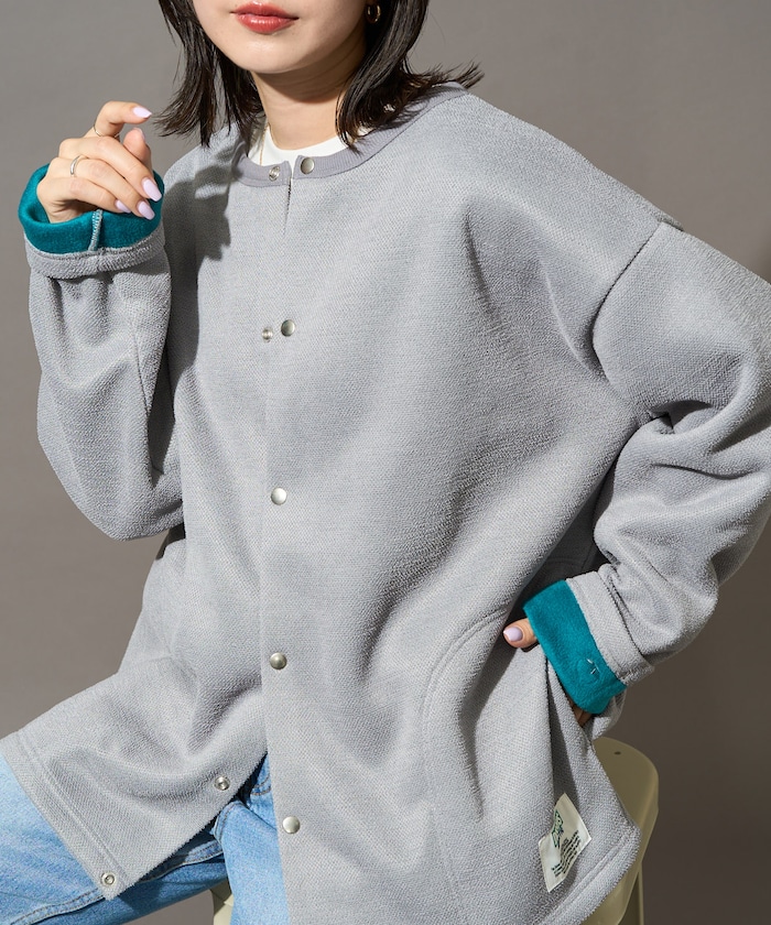 インレー 裏シャギー ボンディング 配色 スナップカーディガン【限定展開】
