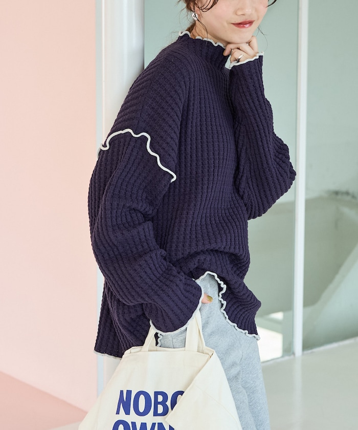 ヘビー ワッフル メロー ハイネック ニット【限定展開】