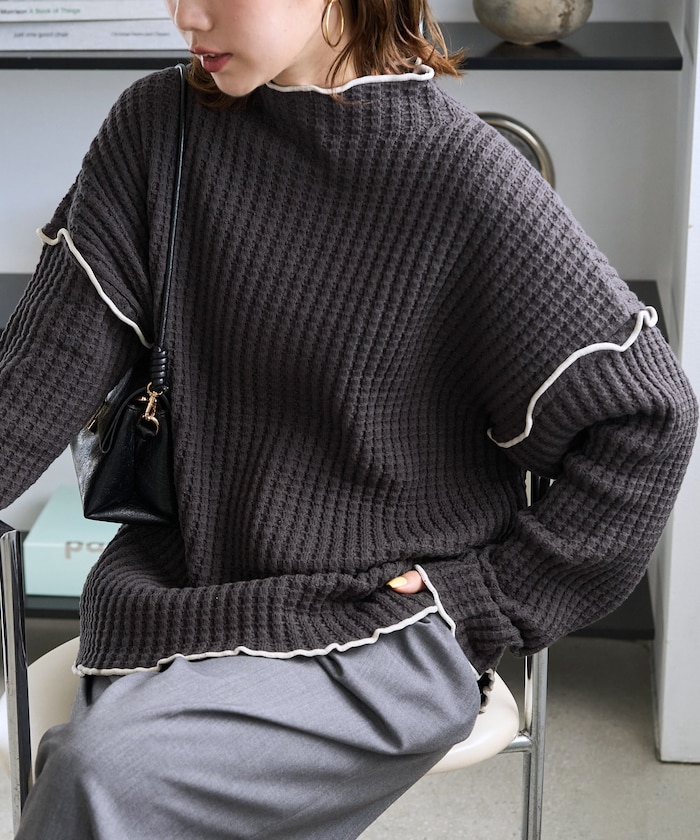 ヘビー ワッフル メロー ハイネック ニット【限定展開】