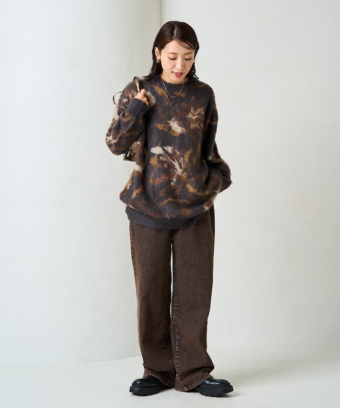FREAK'S STORE/フラワー シャギー ニットプルオーバー【限定展開 FREAK'S STORE/フラワー シャギー ニットプルオーバー【限定展開