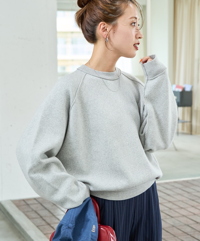 【FREAK'S STORE】 スウェット ライク ラグラン ショート ニット プルオーバー【限定展開】 female 【FREAK'S STORE】 スウェット ライク ラグラン ショート ニット プルオーバー【限定展開】 female