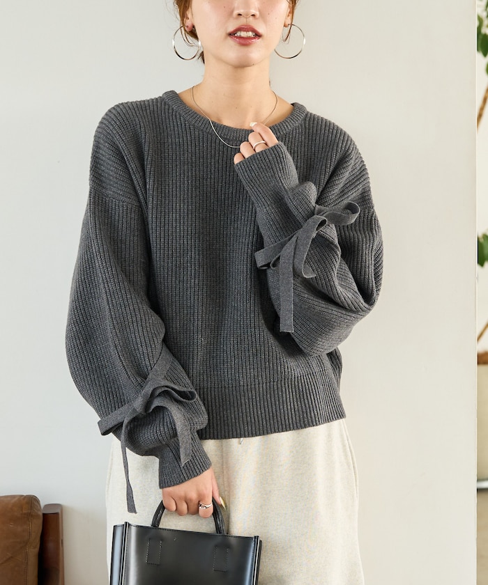 袖 リボン ニット【限定展開】
