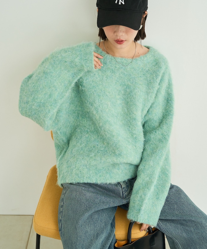 ミックスシャギー ラグラン ニット プルオーバー【限定展開】