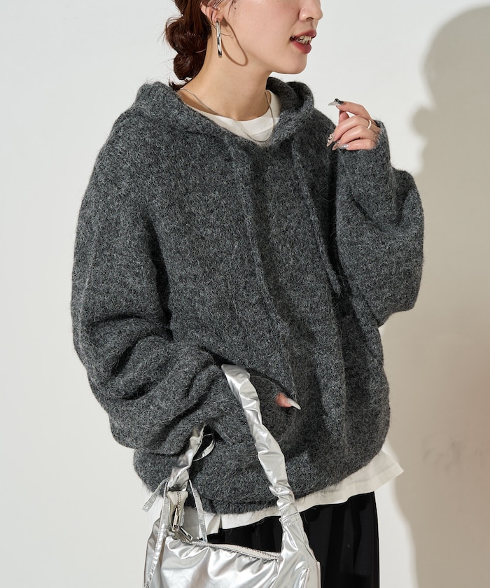 ルーズ ニット フーディー プルオーバー【限定展開】