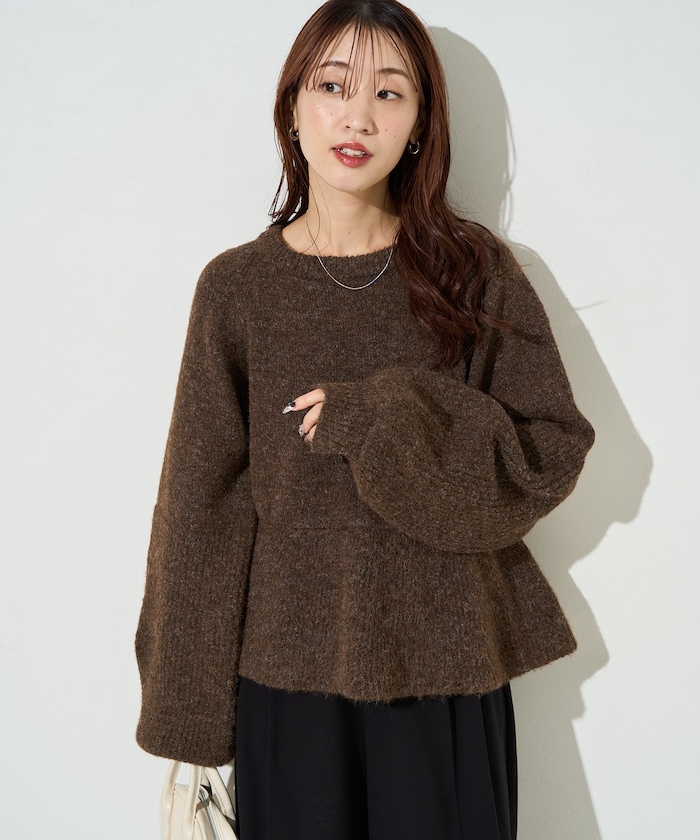 ふっくら ペプラム ニット プルオーバー【限定展開】