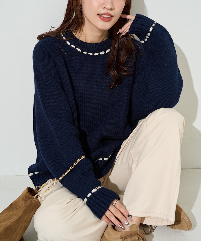 ネイビー：ネイビー×オフホワイト