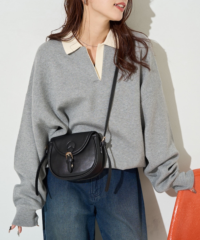 配色 襟 スキッパー ニット プルオーバー【限定展開】