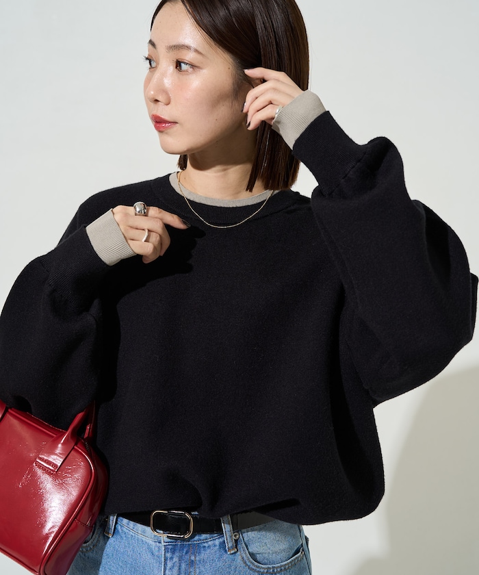 接結 配色 カラー ニット プルオーバー【限定展開】