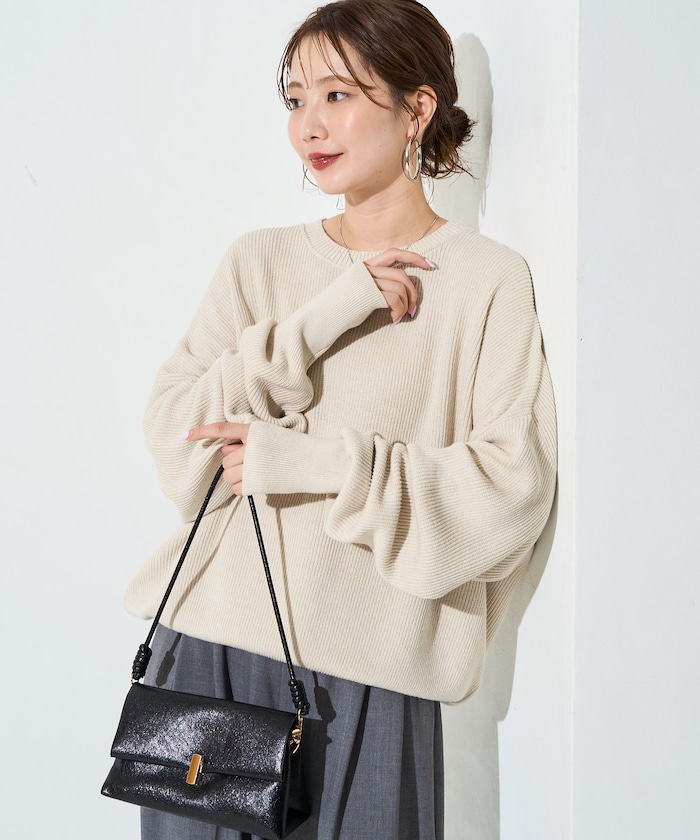 片畦 コットン ショート ニット プルオーバー【限定展開】